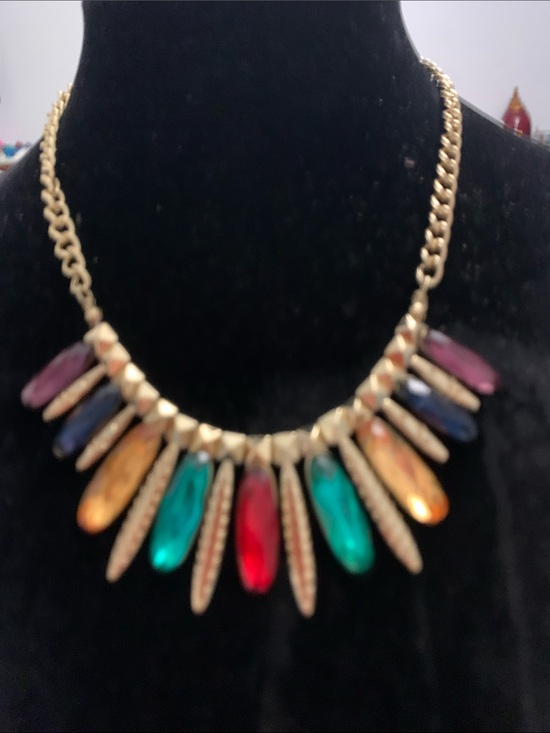 Jewelry - Gold-Tone Multicolor Teardrop Pendant Necklace